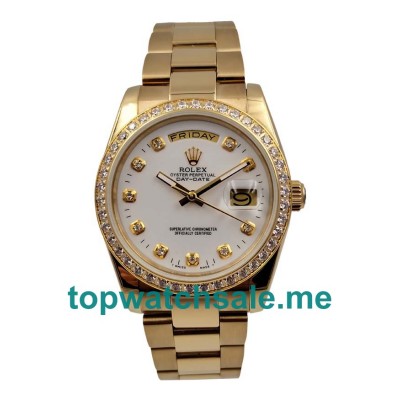 UK Rolex Day-Date 18048 Replica Watches With White Dials For Men + Topreplicawatches.me