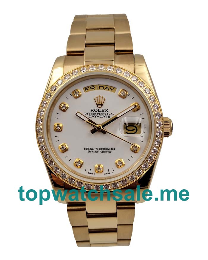 UK Rolex Day-Date 18048 Replica Watches With White Dials For Men + Topreplicawatches.me