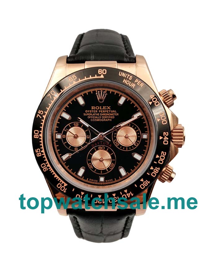 UK Rolex Daytona 116515 LN Replica Watches With Black Dials For Men + Topreplicawatches.me