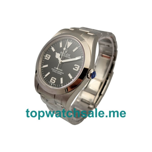 UK Rolex Explorer 214270 Replica Watches With Black Dials For Men + Topreplicawatches.me