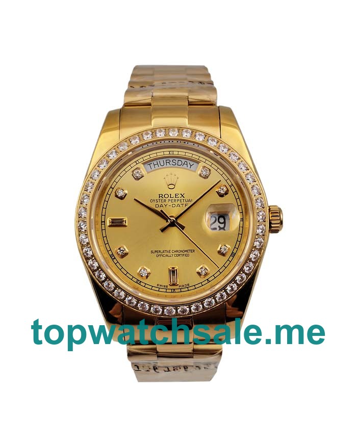 UK Rolex Day-Date 118348 Replica Watches With Champagne Dials For Men + Topreplicawatches.me