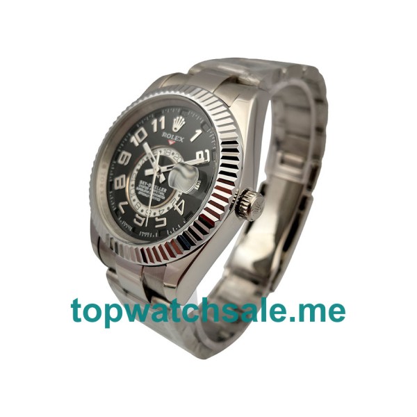 UK Rolex Sky-Dweller 326939 Replica Watches With Black Dials For Men + Topreplicawatches.me