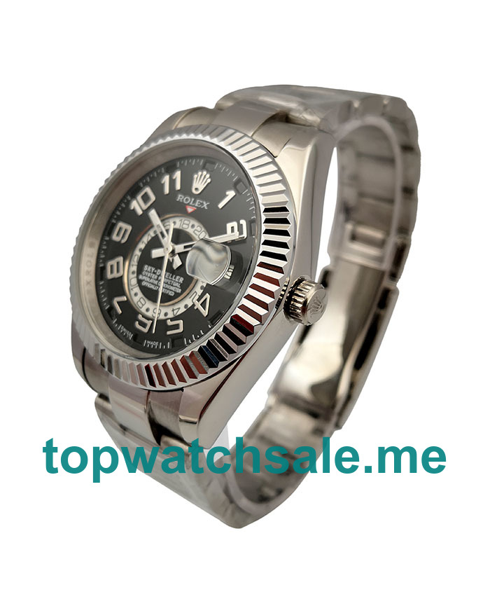 UK Rolex Sky-Dweller 326939 Replica Watches With Black Dials For Men + Topreplicawatches.me