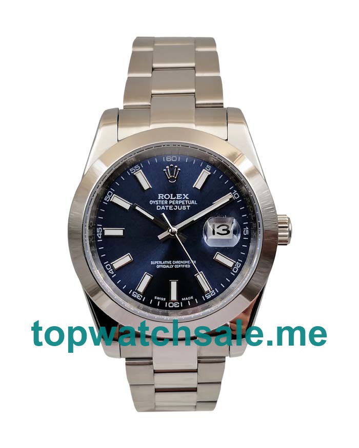 UK Rolex Datejust 126300 Replica Watches With Blue Dials For Men + Topreplicawatches.me