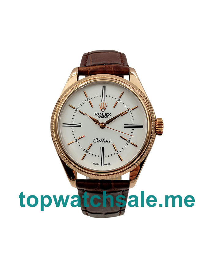 UK Rolex Cellini 50505 Replica Watches With Silver Dials For Men + Topreplicawatches.me