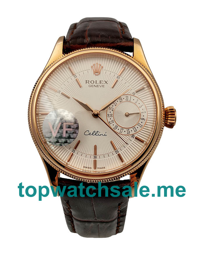 UK Rolex Cellini Date 50515 VF Replica Watches With White Dials For Men + Topreplicawatches.me