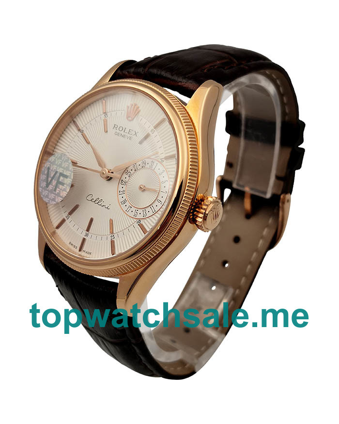 UK Rolex Cellini Date 50515 VF Replica Watches With White Dials For Men + Topreplicawatches.me