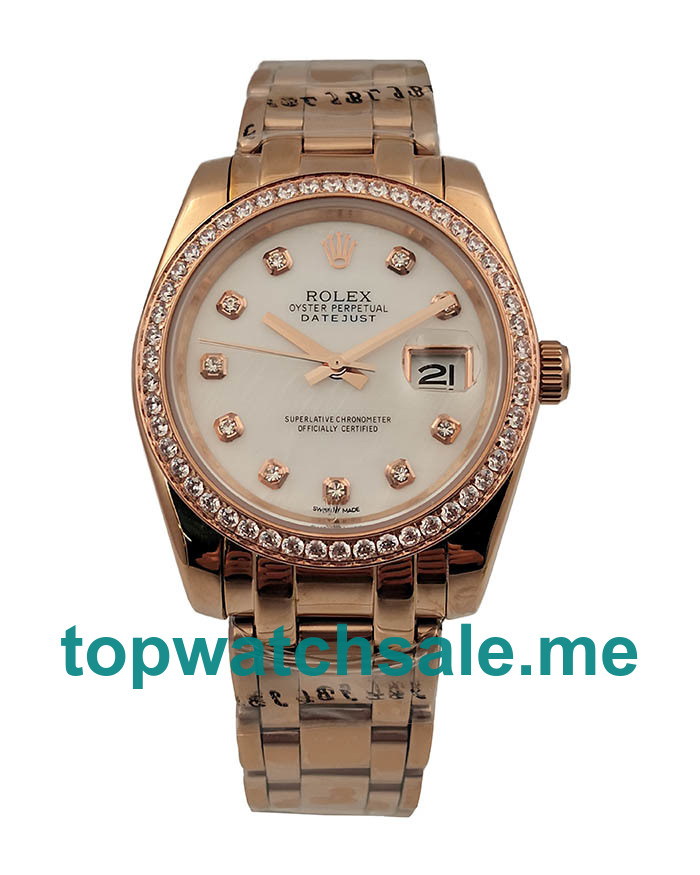 UK Rolex Pearlmaster 81285 Replica Watches With White Mother Of Pearl Dials For Ladies + Topreplicawatches.me