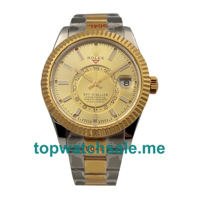 UK Rolex Sky-Dweller 326933 Replica Watches With Champagne Dials For Men + Topreplicawatches.me
