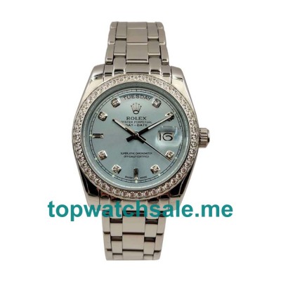 UK Rolex Day-Date 118346 Replica Watches With Blue Dials For Men + Topreplicawatches.me