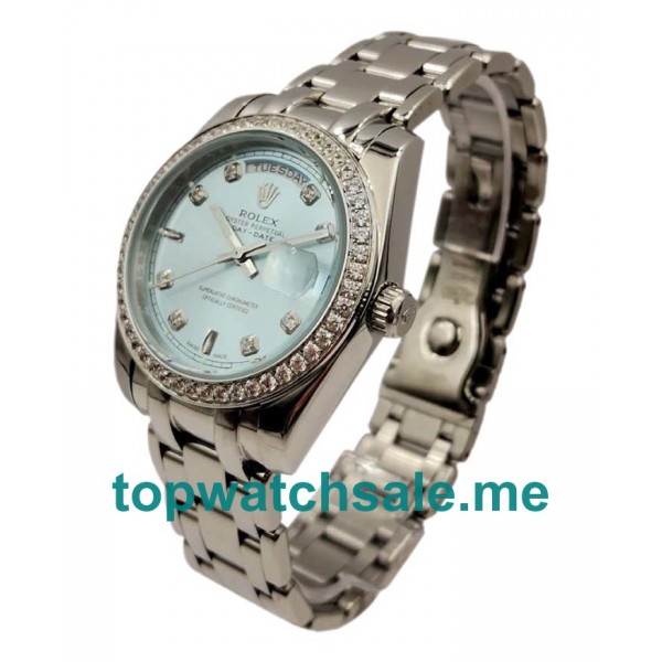 UK Rolex Day-Date 118346 Replica Watches With Blue Dials For Men + Topreplicawatches.me