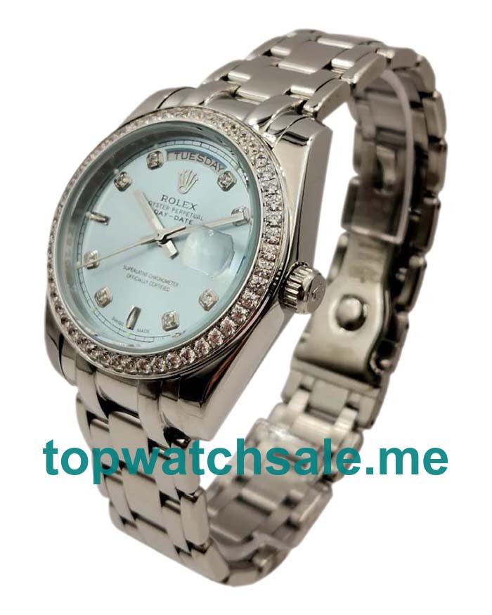 UK Rolex Day-Date 118346 Replica Watches With Blue Dials For Men + Topreplicawatches.me