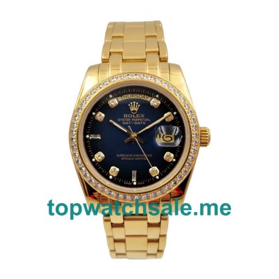 UK Rolex Day-Date 18038 Replica Watches With Blue Dials For Men + Topreplicawatches.me
