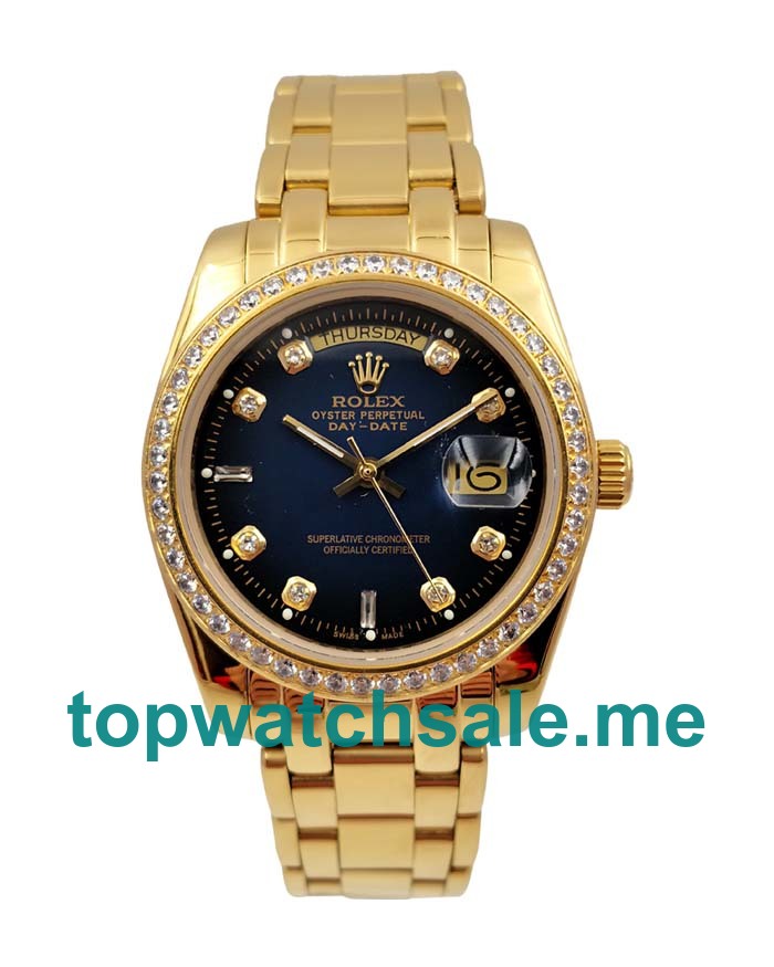 UK Rolex Day-Date 18038 Replica Watches With Blue Dials For Men + Topreplicawatches.me