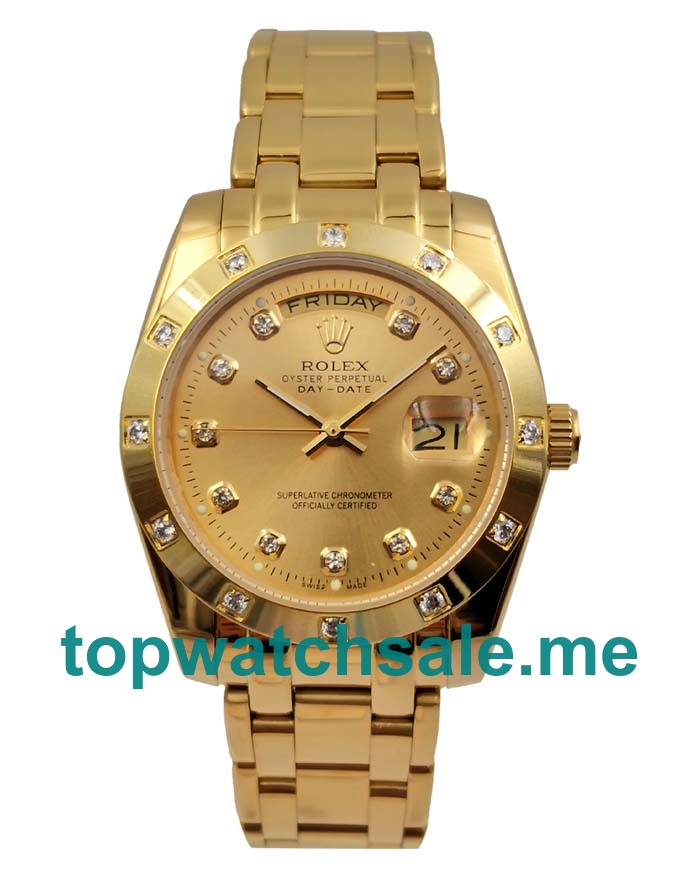 UK Rolex Day-Date 18948 Replica Watches With Champagne Dials For Men + Topreplicawatches.me