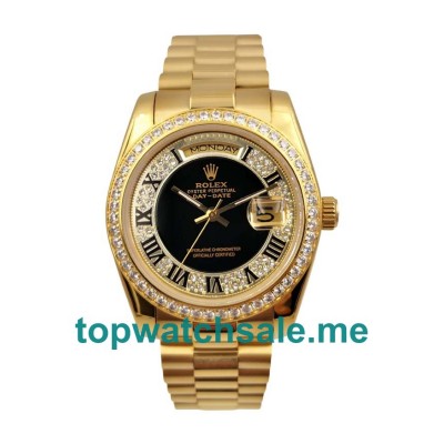 UK Rolex Day-Date 118388 Replica Watches With Black Dials For Men + Topreplicawatches.me