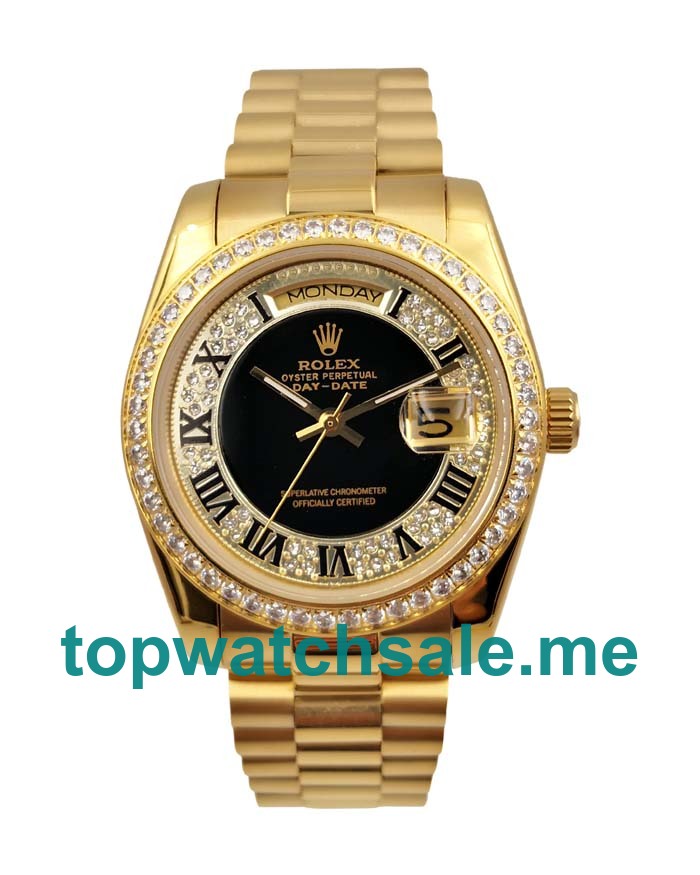 UK Rolex Day-Date 118388 Replica Watches With Black Dials For Men + Topreplicawatches.me