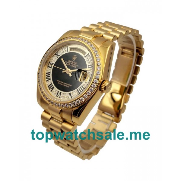UK Rolex Day-Date 118388 Replica Watches With Black Dials For Men + Topreplicawatches.me