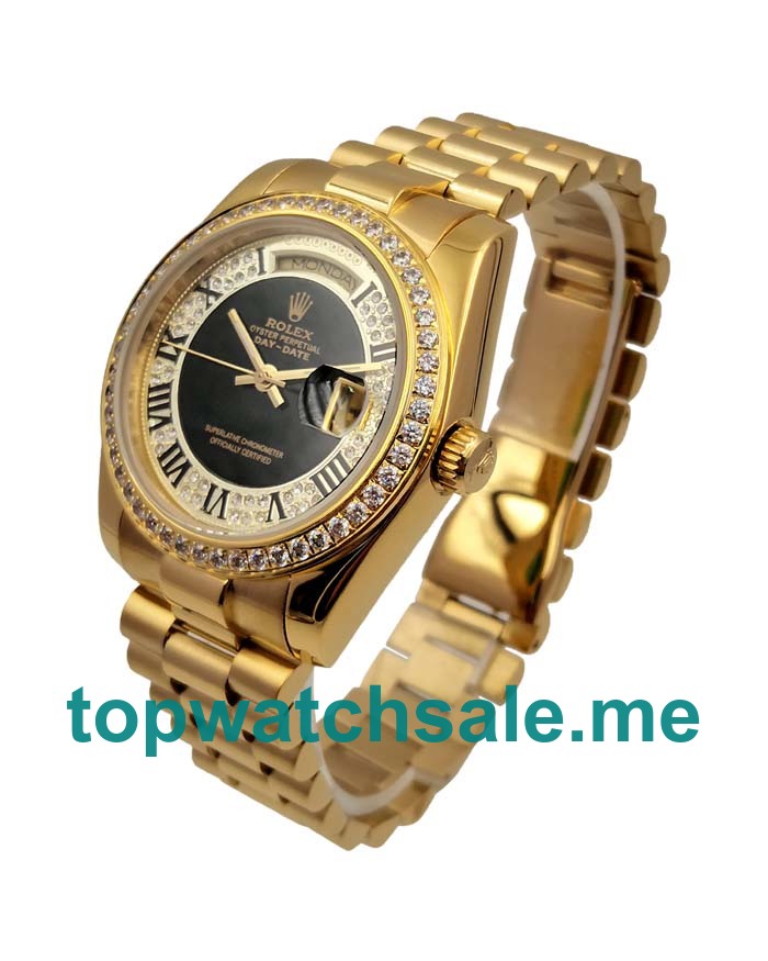 UK Rolex Day-Date 118388 Replica Watches With Black Dials For Men + Topreplicawatches.me