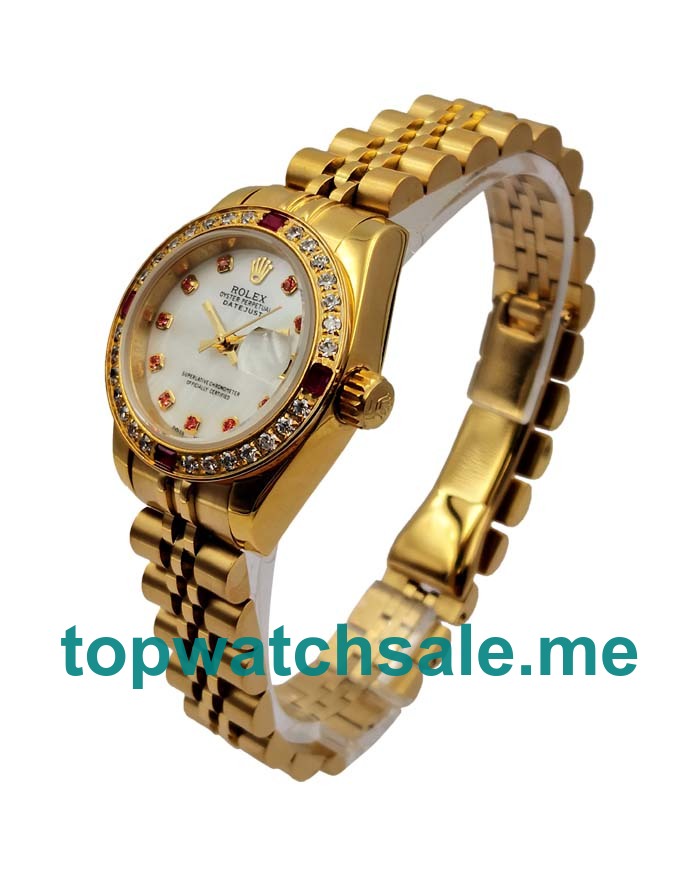 UK Rolex Lady-Datejust 179138 Replica Watches With White Dials For Ladies + Topreplicawatches.me