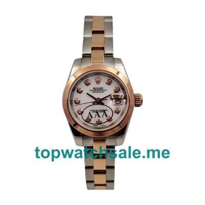 UK Rolex Lady-Datejust 179171 Replica Watches With White Mother-Of-Pearl Dials For Female + Topreplicawatches.me