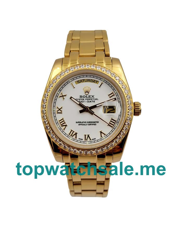 UK Rolex Day-Date 118348 Replica Watches With White Dials For Men + Topreplicawatches.me