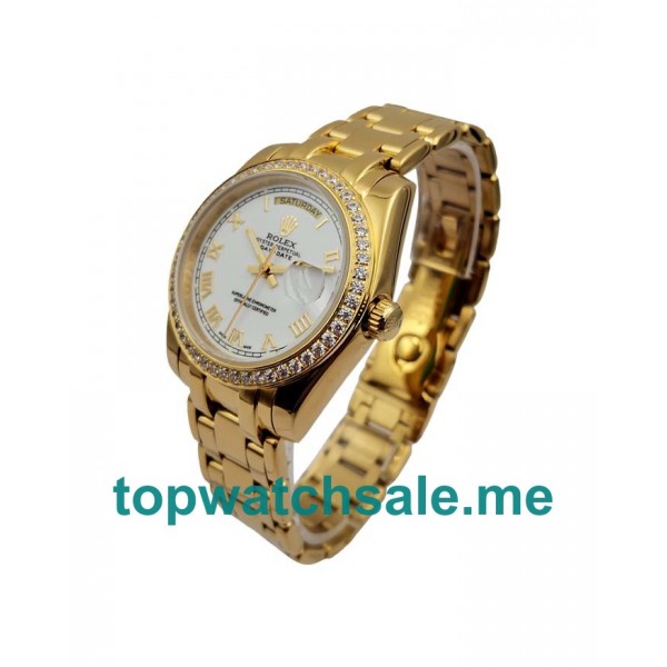 UK Rolex Day-Date 118348 Replica Watches With White Dials For Men + Topreplicawatches.me