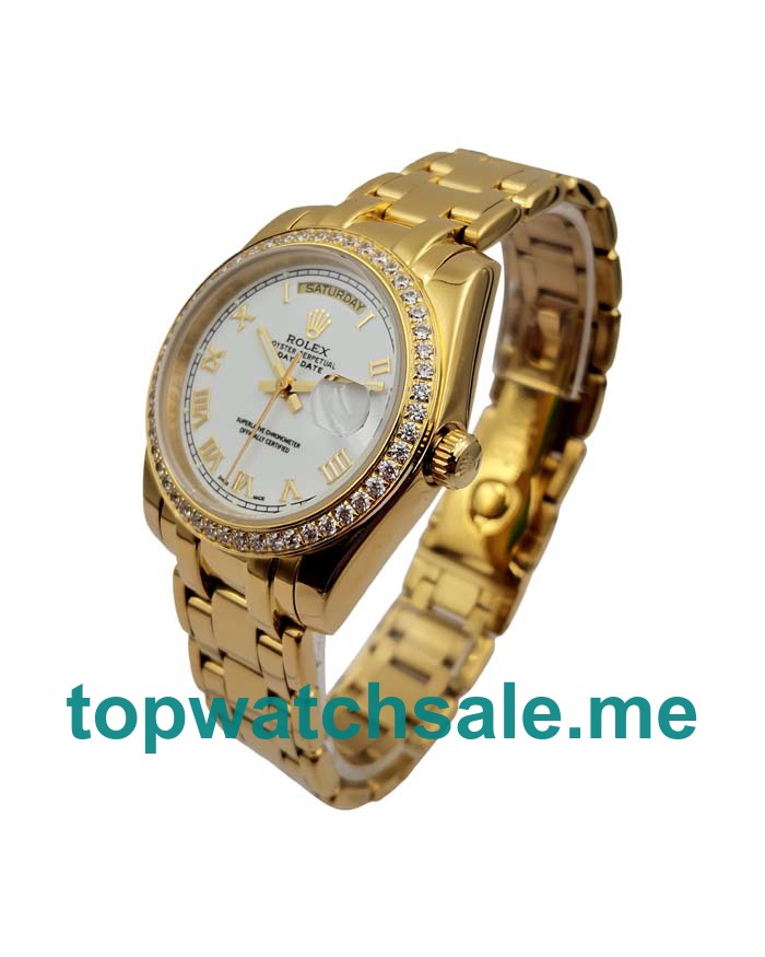 UK Rolex Day-Date 118348 Replica Watches With White Dials For Men + Topreplicawatches.me