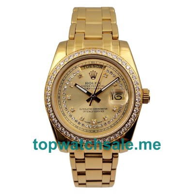 UK Rolex Day-Date 118348 Replica Watches With Champagne Dials For Men + Topreplicawatches.me