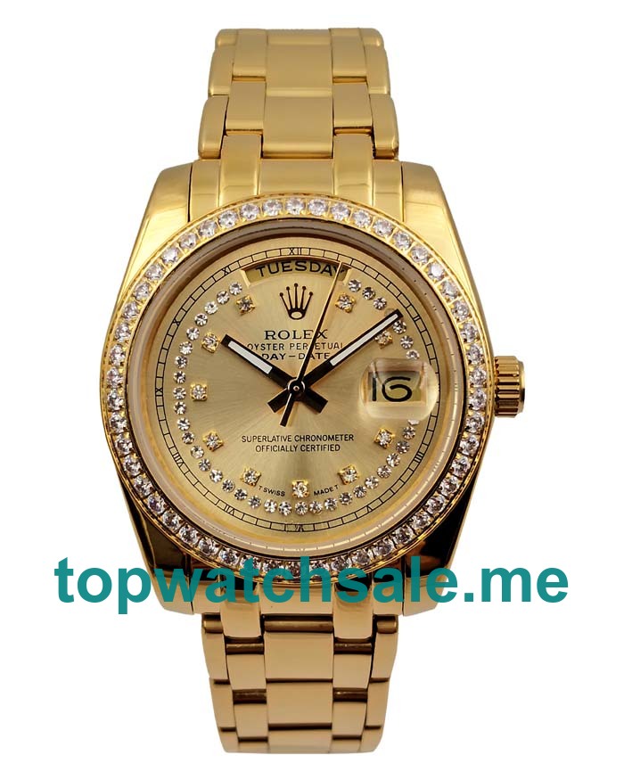 UK Rolex Day-Date 118348 Replica Watches With Champagne Dials For Men + Topreplicawatches.me