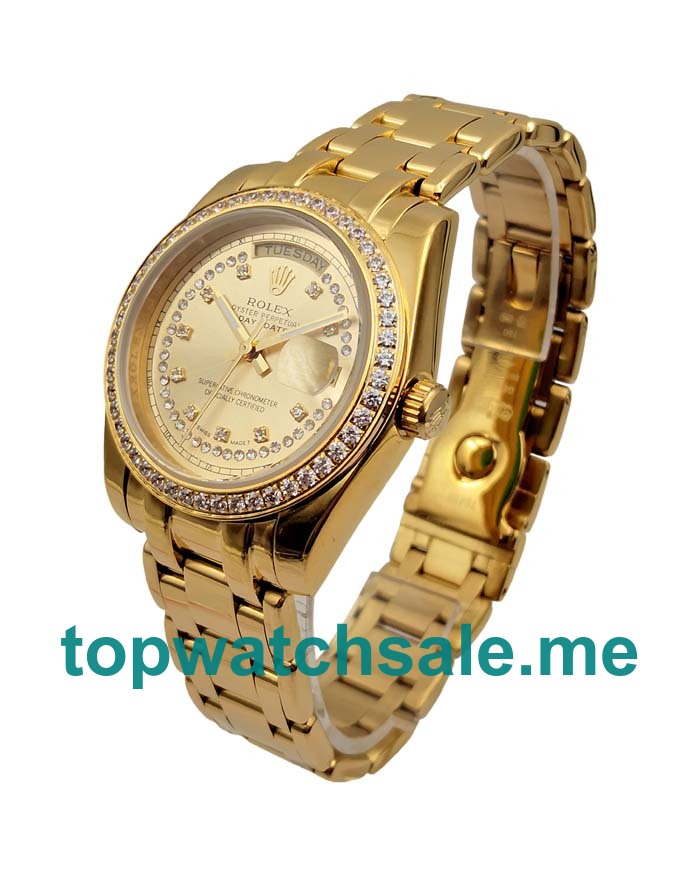 UK Rolex Day-Date 118348 Replica Watches With Champagne Dials For Men + Topreplicawatches.me