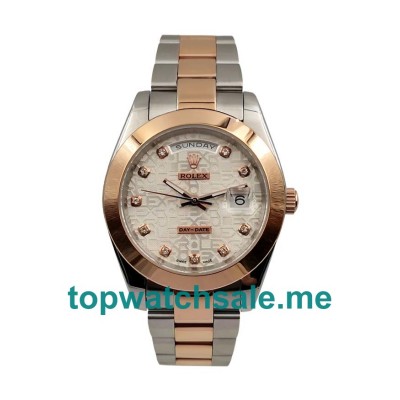 UK Rolex Day-Date 218206 Replica Watches With Silver Dials For Men + Topreplicawatches.me