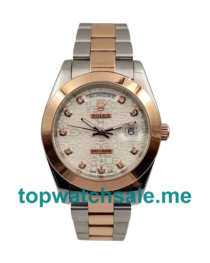 UK Rolex Day-Date 218206 Replica Watches With Silver Dials For Men + Topreplicawatches.me
