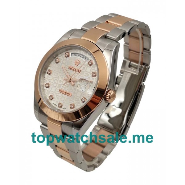 UK Rolex Day-Date 218206 Replica Watches With Silver Dials For Men + Topreplicawatches.me