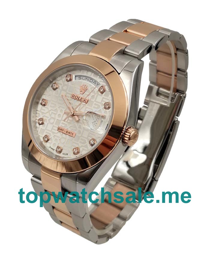 UK Rolex Day-Date 218206 Replica Watches With Silver Dials For Men + Topreplicawatches.me