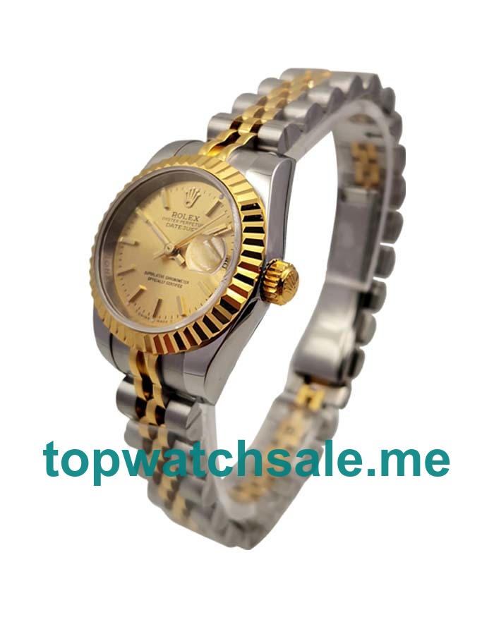 UK Rolex Lady-Datejust 76193 Replica Watches With Champagne Dials For Ladies + Topreplicawatches.me