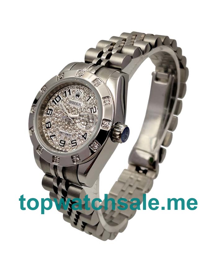 UK Rolex Lady-Datejust 279135 Replica Watches With Silver Dials For Ladies + Topreplicawatches.me