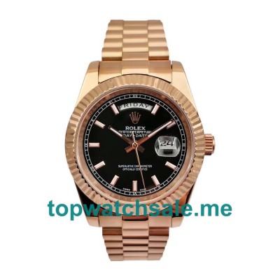 UK Rolex Day-Date II 218235 Replica Watches With Black Dials For Men + Topreplicawatches.me