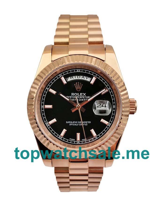 UK Rolex Day-Date II 218235 Replica Watches With Black Dials For Men + Topreplicawatches.me