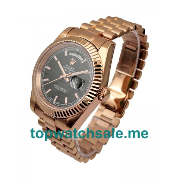 UK Rolex Day-Date II 218235 Replica Watches With Black Dials For Men + Topreplicawatches.me