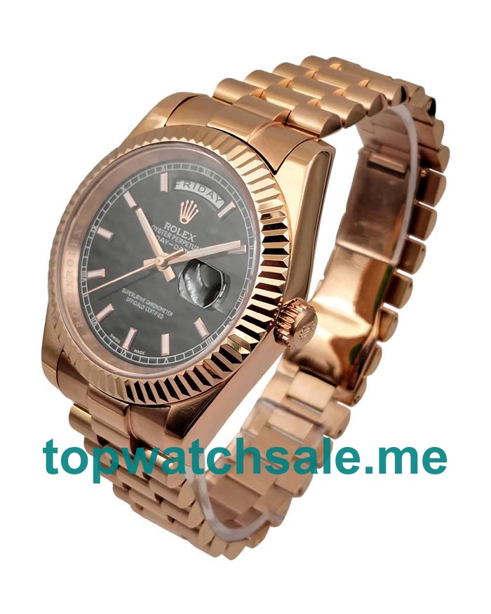 UK Rolex Day-Date II 218235 Replica Watches With Black Dials For Men + Topreplicawatches.me