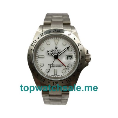 UK Rolex Explorer II 16570 Replica Watches With White Dials For Men + Topreplicawatches.me