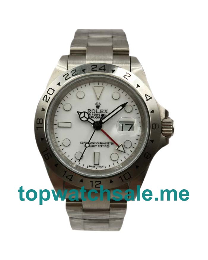 UK Rolex Explorer II 16570 Replica Watches With White Dials For Men + Topreplicawatches.me