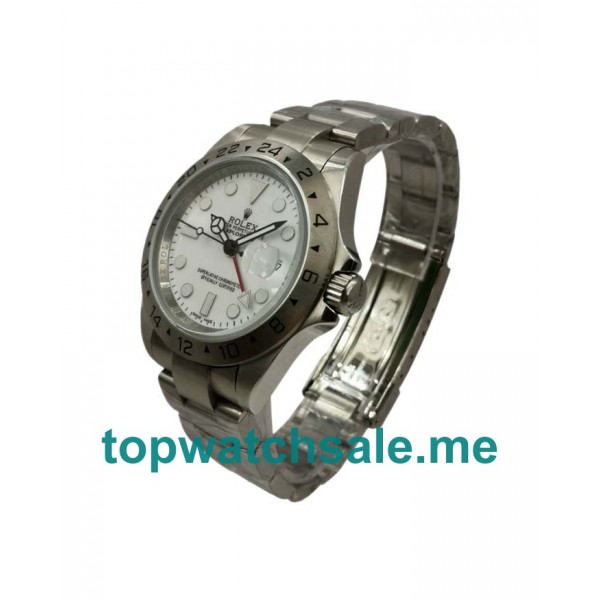 UK Rolex Explorer II 16570 Replica Watches With White Dials For Men + Topreplicawatches.me
