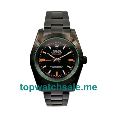 UK Rolex Milgauss 116400 GV Replica Watches With Black Dials For Men + Topreplicawatches.me