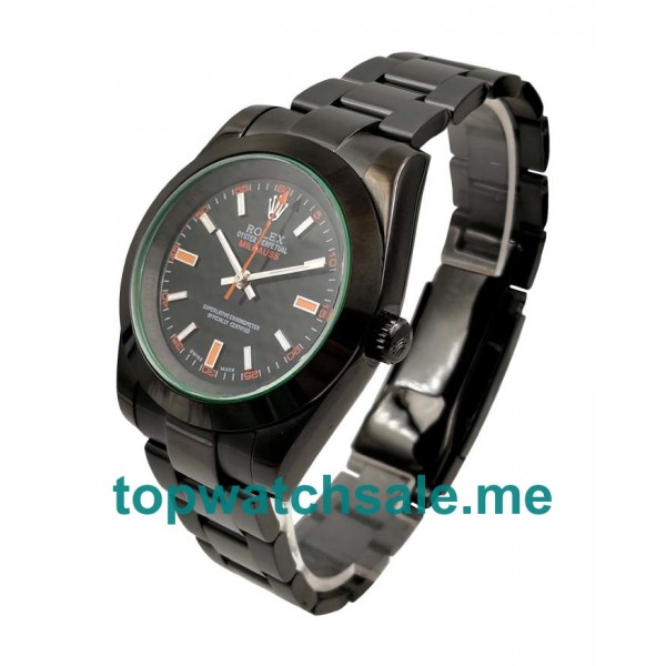 UK Rolex Milgauss 116400 GV Replica Watches With Black Dials For Men + Topreplicawatches.me