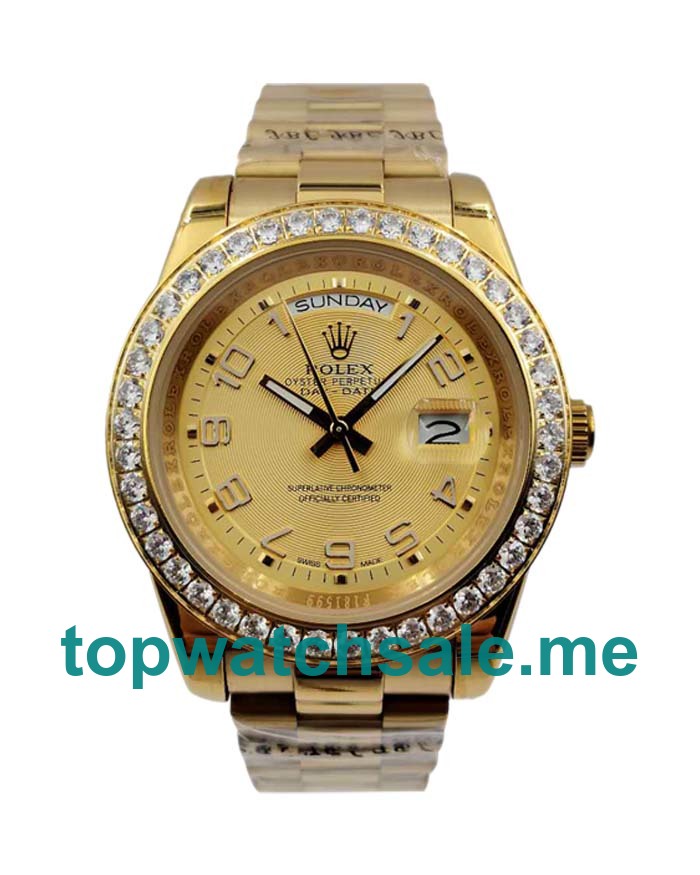 UK Rolex Day-Date II 218348 Replica Watches With Champagne Dials For Men + Topreplicawatches.me