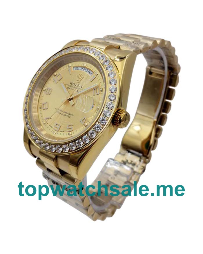UK Rolex Day-Date II 218348 Replica Watches With Champagne Dials For Men + Topreplicawatches.me