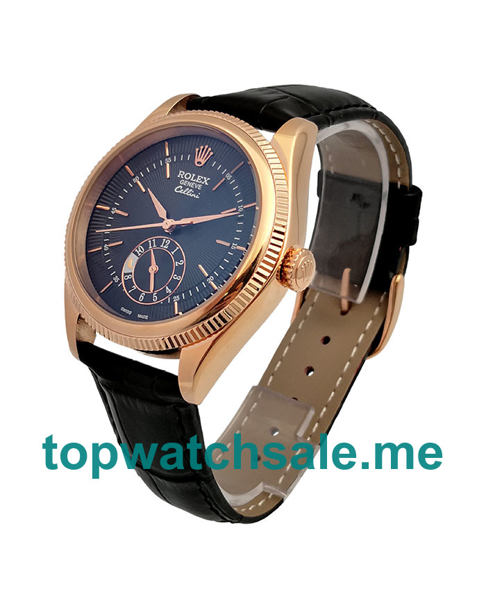 UK Rolex Cellini 50525 Replica Watches With Black Dials For Men + Topreplicawatches.me