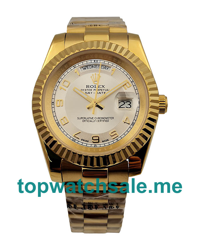 UK Rolex Day-Date II 218238 Replica Watches With Ivory Dials For Men + Topreplicawatches.me